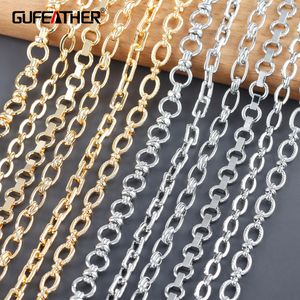 Correntes GUFEATHER C265 diy corrente ouro 18k banhado a ródio cobre passe de metal REACH pulseira sem níquel colar joias fazendo 1m lote 230710