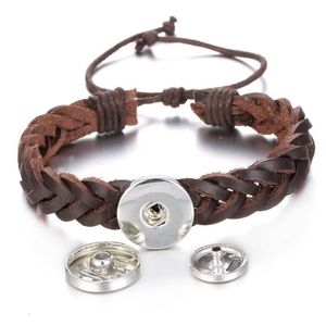 Charm Bracelets Black Brown 2 Cores Pu Leather 18Mm Snap Button Bracelet For Women Snaps Buttons Jewelry Drop Delivery Dh9Of