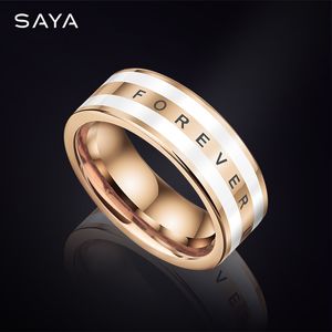 Anéis de banda Anéis de casal masculino e feminino com espaço incrustado de tungstênio cerâmica moda noivado anel de casamento personalizado entrega gratuita 230711