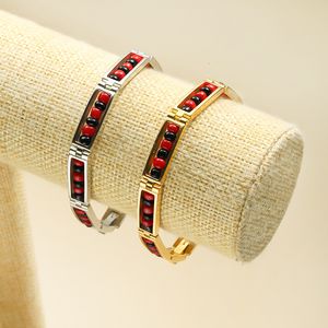 Corrente CARLIDANA Trend Jóias de Aço Inoxidável Cor Vermelha e Preta Orula Beads Pulseira Unissex Lucky Amulet Bangle Para Mulheres 230710