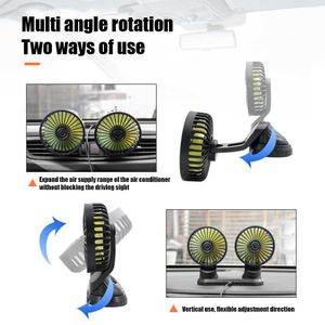 Electric Fans F404 Car Fan USB Powered Dual Head 5-Blade Fan for 12V 24V Auto Truck