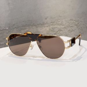 Vintage Pilot Solglasögon Guld Havanna/Mörkbrun Lens 2252 Mens Summer Sunnies gafas de sol Sonnenbrille UV400 Eye Wear med Box