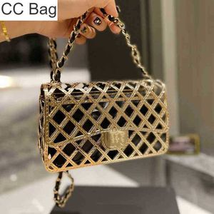 CC Bag Sacos de compras 2022ss Trend Luxo Flap Top Dourado Metal Oco Tecido Forrado Zíper Couro Clássico Check Chain Mensageiro Designer Sênior