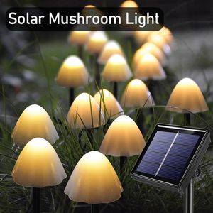 Dekoracje ogrodowe LED Outdoor Solar Garden Lights Grzyb String Lampy trawnikowe Wodoodporna girlanda Krajobraz Dekoracja dla YardPathPartyStreet 230710