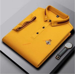 고급 브랜드 폴 단락 티셔츠 남자 꿀벌 폴로 셔츠 100%면 옷깃 비즈니스 한국 여름 자수 남성 의류