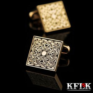 Abotoaduras KFLK joias camisa francesa abotoaduras para homens Marca Retro links Casamento de luxo Cor dourada Botão Convidados de alta qualidade 230710
