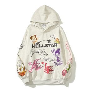 Hellstart Bluza projektant z kapturem Hellstart Men Pullover Spiderweb Star Flash Long Sleeve Street Hip-Hop Bluza Niebieskie czerwone szare białe joga hoodio 695