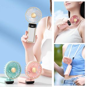 Electric Fans Mini Handheld Fan Portable Fans 2400mAh Camping Fan Folding Air Conditioner 5 Speed ​​Justerbar luftkylare med Neck Lanyard