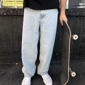 Stora pojke jeans wang yibo samma skateboarding bred ben lösa byxor avslappnade byxor