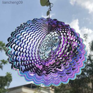 3D Wave Wind Chimes Spinner Bell Livets träd Hänge för rumsfest Juldekor Trädgårdsdekoration Utomhus Hängande Windchime L230620