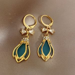 Stud Premium Quality Bow Knot Earrings Female Personality Versatile Opal Small Fresh Forest Tulip 230710