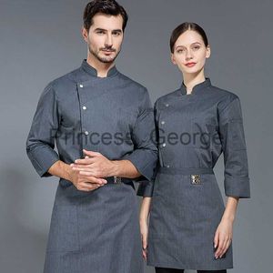 Outros Vestuário Pizza Chef Uniforme Restaurante Unissex Curto Manga Longa Camisa Cozinha Padeiro Jaqueta Chapéu Avental Cozinheiro Roupas de Trabalho Homens Mulheres Garçom x0711