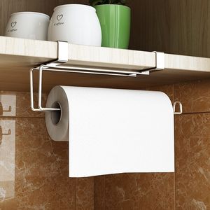 Storage Holders Racks Paper Roll Towel Holder Stainless Steel Racks Under Drawer Cabinet Door Back Hanging Hook Holder Kitchen Bathroom Gadget 230710