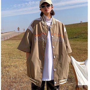 Women's Blouses High Quality Embroidery Baseball Uniform Button Up Shirt Coats Men Women Hip Hop Oversized Short Sleeve Tops Loose Casual