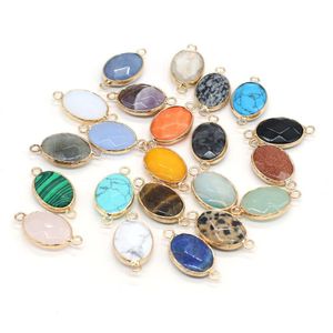 Charms 14x27mm ovale Form Naturstein Rosenquarz Tigerauge Türkis Opal Anhänger DIY für Druzy Armband Halskette Ohrringe Juwel Dhk0V