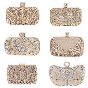 Evening Bags Diamond Wedding Clutch Purse Luxury Women Handbag Design Party Shoulder Bag Flower Hollow Out Pattern Ladies Evening Night Bag 230711