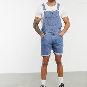 Męskie dżinsy Vintage Denim Spodenki One Piece Cargo Pasek Spodnie Summer Fashion Streetwear Kombinezon Męskie kombinezony