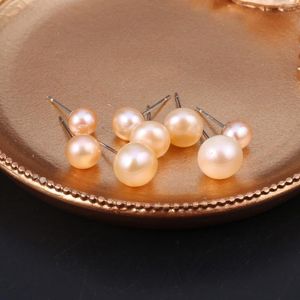 Stud Earrings Natural Pearl Bread Shape Pink Freshwater For Jewelry Women Gift