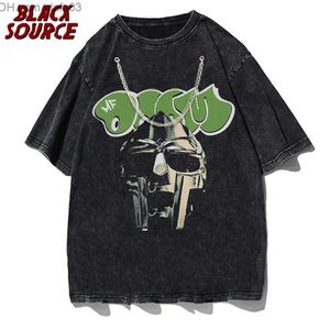 Erkek Tişörtler Madvillain Mf Doom Madlib T Shirts Erkekler Pamuk Vintage T-Shirt Yuvarlak Yaka Tişört Kısa Kollu Giysiler Yaz Z230711