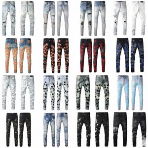 miri jeans męskie markowe dżinsy wysokiej jakości modne męskie dżinsy fajny styl luksusowe designerskie spodnie jeansowe w trudnej sytuacji zgrywanie biker czarny niebieski jean slim fit z4t9 #