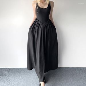 Casual Dresses Goth Dark Elegant Mall Gothic Evening Maxi Empire Grunge U-neck Black Women Party Dress Sleeveless Skinny A-line Clothes