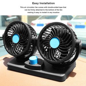 Electric Fans Air Circulator Fan Dual Head Auto Cooling Fan 12/24V Electric Car Circulator 360 Degree Rotatable Gear for Auto Truck Off-Road