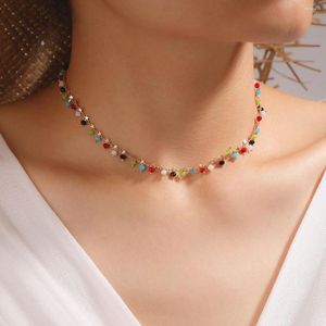 Girocollo Collana di perline colorate per le donne Accessori di gioielli fatti a mano con catena di clavicola a forma di stella color oro affascinante all'ingrosso