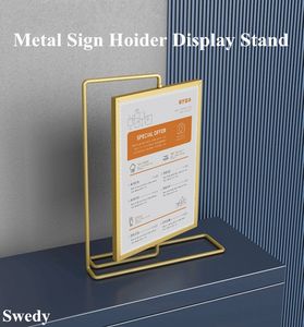 File di biglietti da visita Double Sided Rotante a forma di T Tavolo Top Sign Holder Espositore Ristoranti Menu Carta Listino prezzi Ad Po Poster Frame 230710