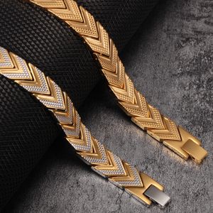 Cadena de pulseras magnéticas Vinterly para mujeres y hombres, color dorado, acero inoxidable, salud, energía, germanio, enlace, joyería para hombre 230710