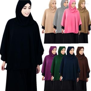 Etniska kläder Fashionabla muslimska damblus Islamisk huvtröja arabisk enfärgad hijabtröja bottenskjorta Gudstjänst Mellan