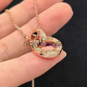 Pendant Necklaces Fashion necklace jewelry designer Lover mens gold necklace Womens Double Ring Double Row Diamond Round Cake Pendant Love necklaces couple gift de