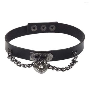 Obroże dla psów Skórzany łańcuszek z wisiorkiem w kształcie serca Naszyjnik Gothic Lolita Punk Choker Czarny