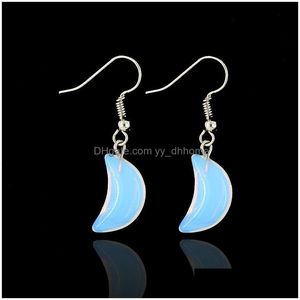 Dangle Chandelier Simple Charm Drop Earrings Womens Lovely Small Moon Shaped Moonstone Crystal Sea Opal Earring Delivery Jewelry Dhvmd