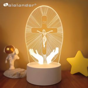 Novidade Itens Crucificação de Jesus Luzes Noturnas Criativas Novidade Illusion Night Lamp 3D Illusion Lamp For Home Decorative Lights Drop 230710