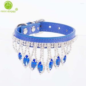 Dog Collars Lovely Bling Crystal Rhinestone Pet For Small Dogs Luxury Princess Wedding High Quality PU Leather Necklace 20A