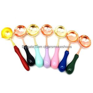 Spoons Sealing Wax Spoon Seal Stamp Metal Melting Wooden Handle Diy Craft Supplies Xb1 Drop Delivery Home Garden Kitchen Dining Bar F Dhx8M