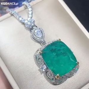 Pendant Necklaces KQDANCE Woman Lab Emerald Gemstone Gem Pendant For All-match CZ Diamond Tennis Chain Necklaces with Green Stone Wedding Jewelry 230710