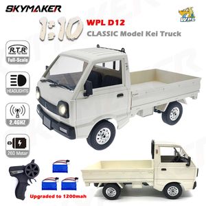 Diecast Model WPL D12 1 10 RC Car Simulation Drift Climbing Truck LED Light On road Trucks For Kids Gifts Toys 230710