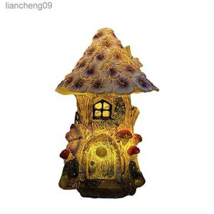 Solar Fairy House Stor Fairy Utomhusstatyer Svamphusdekoration Hantverk Uteplatser Gångvägar Fönsterbräda Bakgårdar och gångvägar L230620