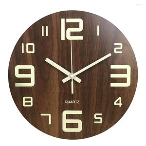 Väggklockor Sovrum Lågt ljud Arabiskt nummer Kontor Lätt att läsa Ej tickande Heminredning Trä Tysta nattlampor Quartz Luminous Clock