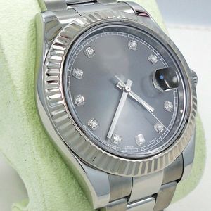 2023 Luxo BP Factory Cal.3235 Movimento Automático II 116334 41mm Mostrador Diamante 18K Ouro Branco Relógio Canelado G Bandeja Cinza Safira Relógios Masculinos