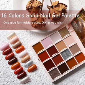 Nagelgel 6/16 Farben Jelly Color Solid Nail Gel Palette Glitter Pink Blue Mud Painting Gel Nail Art Design Semi Permanent UV Gel Lack 230711