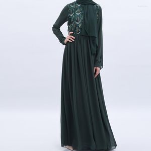 Abbigliamento etnico Moda Vintage Luxury Ramadan Abito musulmano Abaya per donna Gonna in chiffon con nappe con paillettes Abito islamico bianco arabo