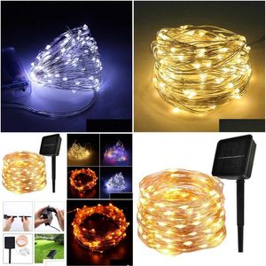 Party Decoration 50-200 Led Solar Power Strip Rope Lights Fairy String Light Xmas Outdoor Waterproof Energy Copper Wire Y0720 Drop D Dhzme