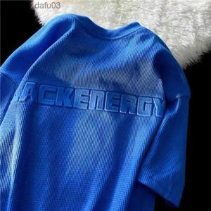 Herr T-shirts Gmiixder Klein Blue Waffle Kortärmad T-shirt Präglad Tredimensionell utskrift Trend Tshirt Urban Cityboy Hip Hop Y2K Tees Z230711