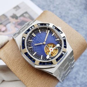 남자의 기계식 시계 42mm 자동 스테인레스 스틸 광화 방수 시계 커플 스타일 다이아몬드 링 투르 빌론 클래식 시계 Montre de Luxe