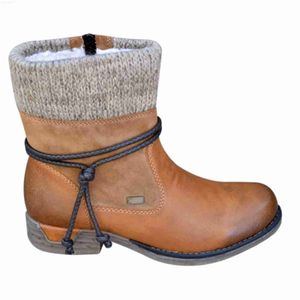 Stiefel Winter Damen Basic Stiefeletten Runde Zehen Reißverschluss Plattform Warme Spitze Plüschstiefel L230711