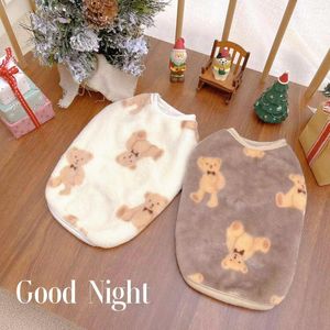 Hundkläder Inlägg Djurkläder Katt Vinter Coral Fleece Varm hemväst Teddybjörnskläder Tryckt tecknad tröja