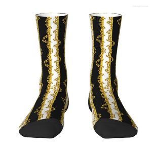 Men's Socks Greek Golden Meander Meandros Men Women Crew Unisex Cool 3D Printed Baroque Floral Dress