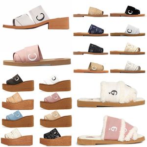 Designer Sandaler Kvinnor tofflor Woody Flat Mules Platform Ch High Heel Sandal Espadrille Fashion Cortile Wedge Slider Famous Pool Slide Sliders Shoes